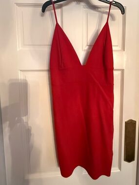 Pitaya Red Spaghetti-Strap V-Neck Mini Dress